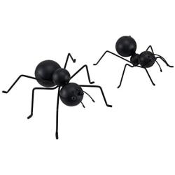 Zeckos 2 Piece Set of Decorative 6 Inch Metal Black Ant Statues