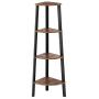 VASAGLE Industrial Corner Shelf, 4-Tier Bookcase, Storage Rack, Plant Stand for Home Office, Wood Look Accent Furniture with Metal Frame, Rustic Brown ULLS34X