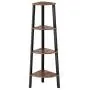 VASAGLE Industrial Corner Shelf, 4-Tier Bookcase, Storage Rack, Plant Stand for Home Office, Wood Look Accent Furniture with Metal Frame, Rustic Brown ULLS34X VASAGLE Industrial Corner Shelf, 4-Tier Bookcase, Storage Rack, Plant Stand for Home Office, Wood Look Accent Furniture with Metal Frame, Rustic Brown ULLS34X