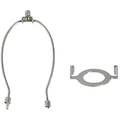 TooToo Star Lamp Shade Harp Holder and Light Base UNO Fitter Adapter Converter Finial Set, Detachable Parts (Silver, E27 Adapter, 9.5 inch)