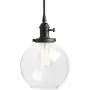 Pathson Black Pendant Light with Globe Round Glass Shade, Metal Base Cap and Adjustable Textile Cord, Industrial Style Retro Hanging Lamps for Dining Room Kitchen Island