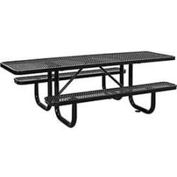 8 ADA Rectangular Picnic Table, Expanded Metal, Black (96'' Long)