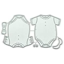 BUZHI 2 Pieces Cutting Dies Metal Baby Clothes Die Embossing Stencils for Baby Shower Invitation Card Paper DIY Craft Decoration