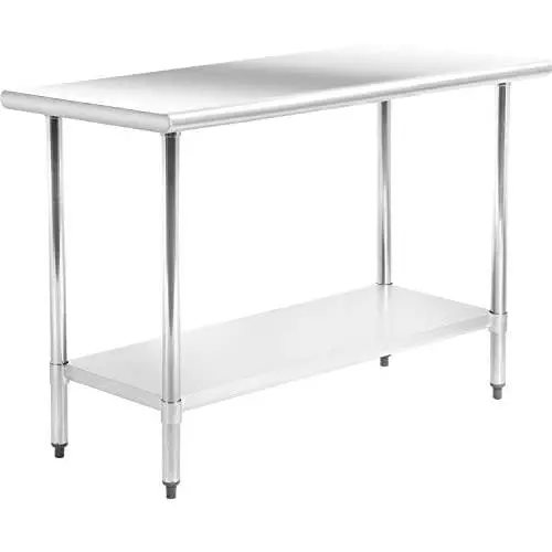 Kitchen Work Table Stainless Steel Metal Commercial NSF Scratch Resistent and Antirust Work Table with Adjustable Table Toot (24W×48L) Kitchen Work Table Stainless Steel Metal Commercial NSF Scratch Resistent and Antirust Work Table with Adjustable Table Toot (24W×48L)