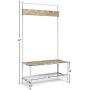 Tangkula 3 in 1 Industrial Hall Tree, Coat Rack Shoes Bench, Entryway Storage Organizer with 2-Tier Storage Bench and 5 Hooks, Wood Look Accent Furniture with Metal Frame (Natural)
