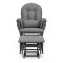 Storkcraft Premium Hoop Glider and Ottoman (Gray Base, Gray Cushion) – Padded Cushions with Storage Pocket, Smooth Rocking Motion, Easy to Assemble, Solid Hardwood Base