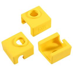 3D Printer Heater Block Silicone Cover, Aokin MK7 MK8 MK9 Silicone Sock for MK7/8/9 3D Printer Hotend Extruder, Creality CR-10, S4, S5, Ender 3, Anet A8, Yellow, 3 Pcs