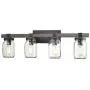 CLAXY Glass Mason Jar Wall Sconces Faux Distressed Metal 4 Light Bath Vanity Lights CLAXY Glass Mason Jar Wall Sconces Faux Distressed Metal 4 Light Bath Vanity Lights