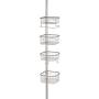 mDesign Metal Bathroom Shower Storage Constant Tension Pole Caddy - Adjustable Height - 4 Positionable Baskets - for Organizing and Containing Hand Soap, Body Wash, Wash Cloths, Razors - Satin