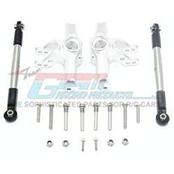 GPM Losi 1/10 Baja Rey 4WD Desert Truck (LOS03008) Upgrade Parts Aluminum Front Knuckle Arm + Stainless Steel Adjustable Tie Rods - 18Pc Set Silver