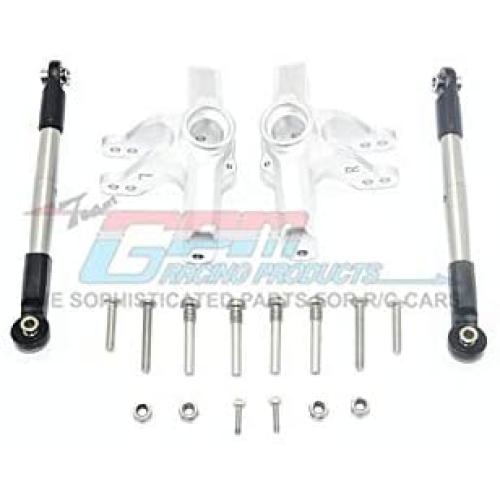 GPM Losi 1/10 Baja Rey 4WD Desert Truck (LOS03008) Upgrade Parts Aluminum Front Knuckle Arm + Stainless Steel Adjustable Tie Rods - 18Pc Set Silver