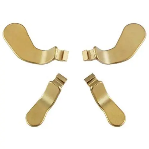 eXtremeRate 4 pcs Metal Gold Stainless Steel Paddles, Replacement Parts Video Games Accessories Kits Interchangeable Hair Trigger Locks for Xbox One Elite Controller Seies 2 eXtremeRate 4 pcs Metal Gold Stainless Steel Paddles, Replacement Parts Video Games Accessories Kits Interchangeable Hair Trigger Locks for Xbox One Elite Controller Seies 2