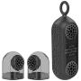 KNZ GoDuo Portable Bluetooth True Wireless Speakers with Magnetic Connectable Base, L/R Stereo Sound and Bass, Water and Shock Resistant, 18 Hr Playtime, Built-In Mic, Protective Carrying Case (Smoke)