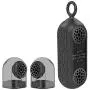 KNZ GoDuo Portable Bluetooth True Wireless Speakers with Magnetic Connectable Base, L/R Stereo Sound and Bass, Water and Shock Resistant, 18 Hr Playtime, Built-In Mic, Protective Carrying Case (Smoke)