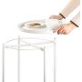 CERBIOR Tray End Table, Round Metal Tray Table Side Sofa Table Anti-Rust and Waterproof Outdoor & Indoor Snack Table Accent Coffee Table, Milky White