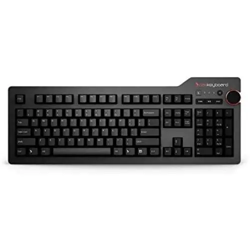 Das Keyboard 4 Professional Mechanical Keyboard for Mac - High Performance Clicky Tactile Feedback - Enhanced 104 Key Layout - Cherry MX Blue Switches - Oversized Volume Knob - Two Port USB 3.0 - Full NKRO