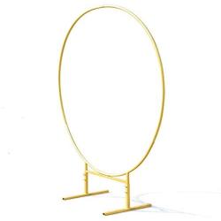 DYRABREST 2/2.4M Large Size Round Golden Metal Wedding Arch Circle Backdrop Stand Balloon Arch Decoration Photo Booth Backdrop Stand Circle Arch Framework for Birthday Wedding Graduation Party (2.4M)