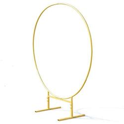 DYRABREST 2/2.4M Large Size Round Golden Metal Wedding Arch Circle Backdrop Stand Balloon Arch Decoration Photo Booth Backdrop Stand Circle Arch Framework for Birthday Wedding Graduation Party (2.4M)