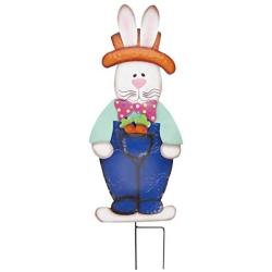 Miles Kimball Easter Bunny Boy by Fox River Creations, Metal Garden Décor Stake – 8” Wide x 22” High