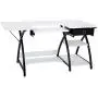 Sewing Craft Table, Sewing Machine Desk with Adjustable Folding Shelves and Storage Drawer, X Frame Sturdy Multipurpose Sewing Desk, White MDF, 57.1×23.6×29.9 inches Sewing Craft Table, Sewing Machine Desk with Adjustable Folding Shelves and Storage Drawer, X Frame Sturdy Multipurpose Sewing Desk, White MDF, 57.1×23.6×29.9 inches