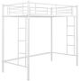 Twin Loft Bed Frame with 2 Ladders, High Metal Loft Bed for Kids, 220 lbs Weight Limits, Twin Size, White