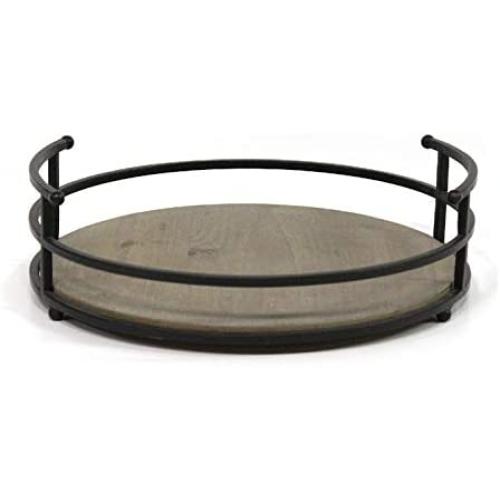 Stratton Home Décor Stratton Home Decor Metal and Wood Tray, 12.00'' W X 12.00'' D X 3.25'' H, Black