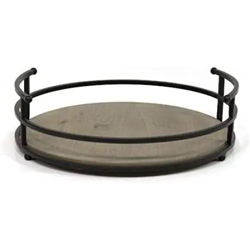 Stratton Home Décor Stratton Home Decor Metal and Wood Tray, 12.00'' W X 12.00'' D X 3.25'' H, Black Stratton Home Décor Stratton Home Decor Metal and Wood Tray, 12.00'' W X 12.00'' D X 3.25'' H, Black