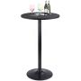 Furmax Bistro Pub Table Round Bar Height Cocktail Table Metal Base MDF Top Obsidian Table with Black Leg 23.8-Inch Top, 39.5-Inch Height (Black)