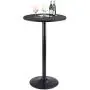Furmax Bistro Pub Table Round Bar Height Cocktail Table Metal Base MDF Top Obsidian Table with Black Leg 23.8-Inch Top, 39.5-Inch Height (Black)