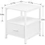 VECELO Modern Nightstand with Drawer Square End, Side Table for Bedroom, Living Room, Small Space, Night Stand with Open Shelf, Stable Metal Frame, White