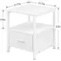 VECELO Modern Nightstand with Drawer Square End, Side Table for Bedroom, Living Room, Small Space, Night Stand with Open Shelf, Stable Metal Frame, White VECELO Modern Nightstand with Drawer Square End, Side Table for Bedroom, Living Room, Small Space, Night Stand with Open Shelf, Stable Metal Frame, White