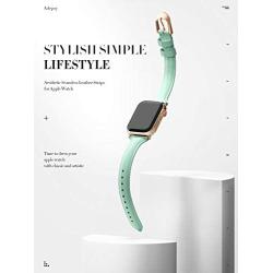 Adepoy Compatible for Apple Watch Bands 38mm 40mm, Non-Fade Slim Genuine Patent Leather Wristband for Women Apple iWatch Series Se/6/5/4/3/2/1, Milk Green