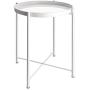 EKNITEY End Table,Folding Metal Side Table Waterproof Small Coffee Table Sofa Side Table with Removable Tray for Living Room Bedroom Balcony and Office (White)