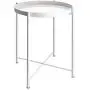 EKNITEY End Table,Folding Metal Side Table Waterproof Small Coffee Table Sofa Side Table with Removable Tray for Living Room Bedroom Balcony and Office (White)