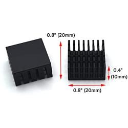 Antrader 20mm x 20mm x 10mm Aluminum Heatsink Radiator Heat Sink Black Pack of 12