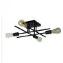 Unitary Brand Vintage Black Metal Line Art Design Kitchen Semi Flush Mount Ceiling Light with 4 E26 Bulb Sockets 240W Painted Finish