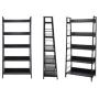 Himimi Industrial Ladder Shelf, 5-Tier Bookshelf, Storage Rack Shelves, Bathroom, Living Room, Wood Look Particle Board Furniture, Metal Frame, Classic Black