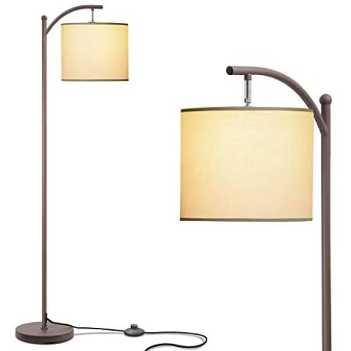 Addlon Floor Lamp for Living Room with Lamp Shade and 9W LED Bulb Modern Standing Lamp Floor Lamps for Bedrooms, Brown