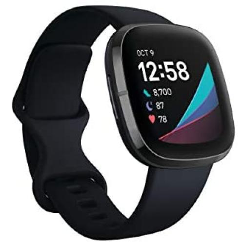 Fitbit Sense Advanced Smartwatch with Tools for Heart Health, Stress Management & Skin Temperature Trends, Carbon/Graphite, One Size (S & L Bands Included)