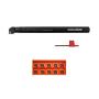 Accusize Industrial Tools 1 by 12 Rh Sclcr Indexable Boring Bar Plus 10 Pc Ccmt32.5 Carbide Black and Yellow Inserts, Cvd Coating, P252-S408ins
