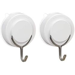 Suction Cup Hooks, VISV 2 Packs Removable Waterproof Heavy Duty Vacuum Suction Cup with Metal Hooks Locking Window Glass Kitchen Bathroom Shower Wall Hooks for Towel Loofah Key Utensils - White