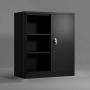 Merax - WF192245 Steel Storage Cabinet, 3 Shelf Metal Storage Cabinet with 2 Adjustable Shelves and Lockable Doors, 41.6'' H x 36'' W x 18'' D Black