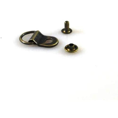 50pcs Pack 3/8'' D-Rings Plated Shoes Picture Frame Strap Hangers Double Rivet Stud Boots Bag Parts Accessories#FLQ072-B/S/BR (Antique Brass)