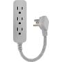 GE, Heather Gray, Designer 1 Ft Power Strip with 6 Inch Braided Extension Cord, 3 Grounded Outlets, Flat Plug, 53199