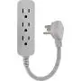 GE, Heather Gray, Designer 1 Ft Power Strip with 6 Inch Braided Extension Cord, 3 Grounded Outlets, Flat Plug, 53199