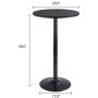 Furmax Bistro Pub Table Round Bar Height Cocktail Table Metal Base MDF Top Obsidian Table with Black Leg 23.8-Inch Top, 39.5-Inch Height (Black)