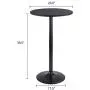 Furmax Bistro Pub Table Round Bar Height Cocktail Table Metal Base MDF Top Obsidian Table with Black Leg 23.8-Inch Top, 39.5-Inch Height (Black)