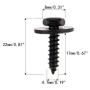 Mtsooning 20 Pcs/Set Universal Car Auto 4.8x19mm Self-Tapping Screws Captive Loose Washer 8mm Hex Head Black Hot C45