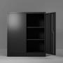 Merax - WF192245 Steel Storage Cabinet, 3 Shelf Metal Storage Cabinet with 2 Adjustable Shelves and Lockable Doors, 41.6'' H x 36'' W x 18'' D Black