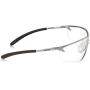 Bollé Safety 40073 Silium Safety Eyewear with Silver Metal + TPE Semi-Rimless Frame and Clear Lens